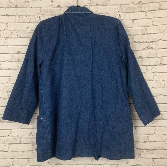 VINTAGE 80s Western Crackle Stone Embellished Denim Blazer Jacket Size 10 - Picture 12 of 12